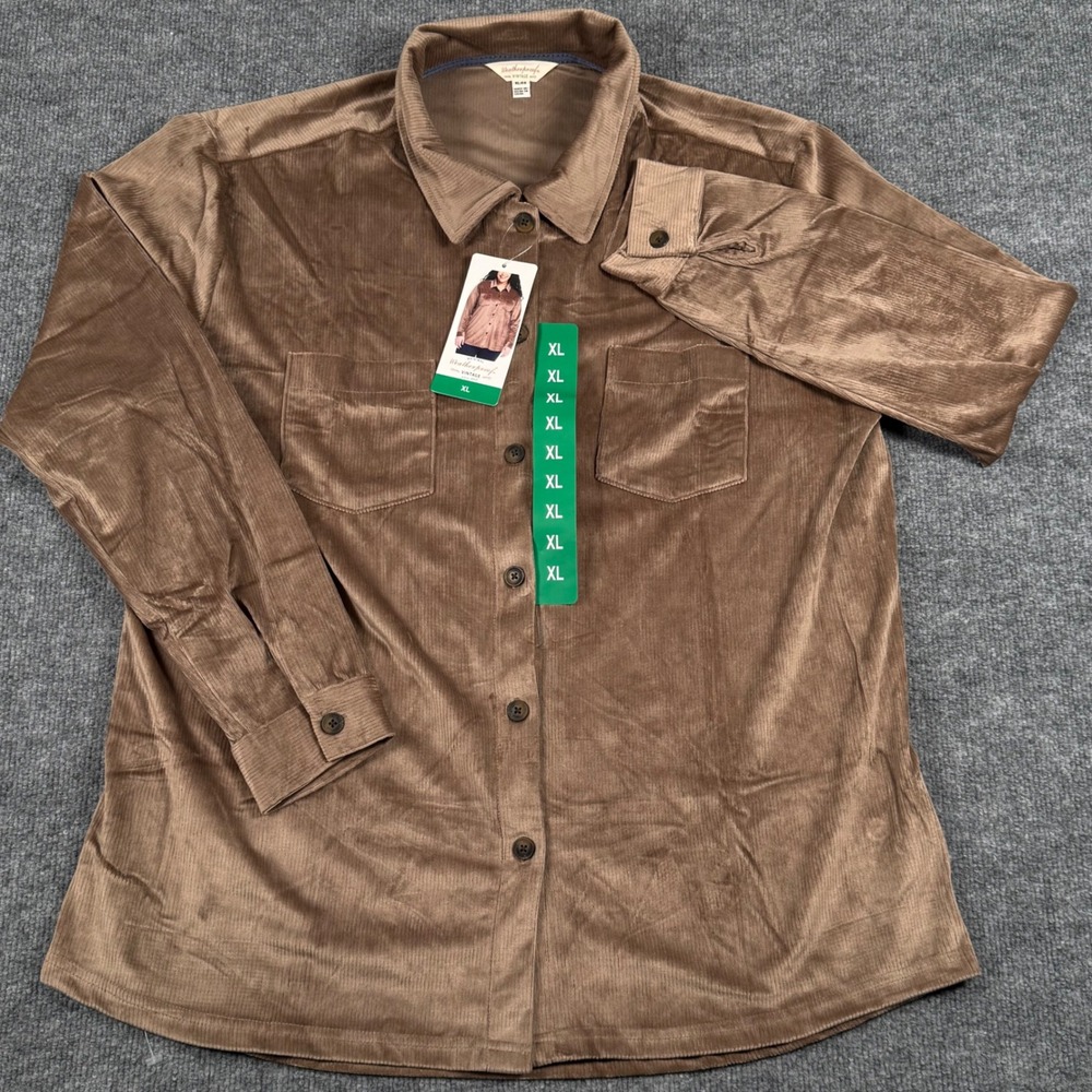 Corduroy XL Womens Shirt Button Up Tan LS Button Up Pockets Fall Cowgirl Western